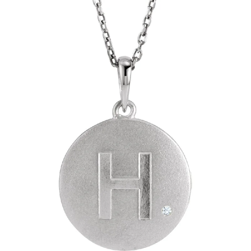 Ladies necklaces with navy sodalite -The Emma Sterling Silver Diamond Block Initial H Disc Necklace, 18 In.