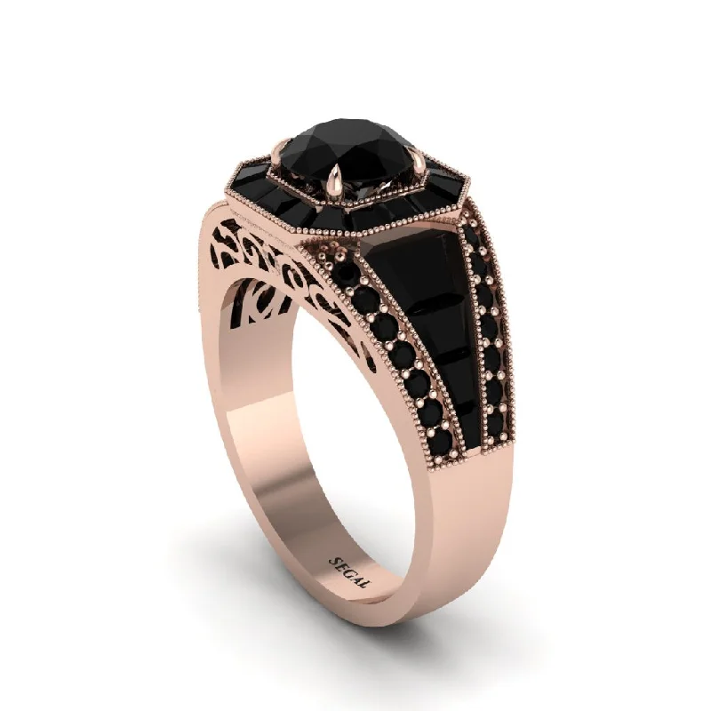 engagement-oval-rose-gold-rings-Black Diamond Royal Radiance Halo Engagement Ring - Liana No. 38