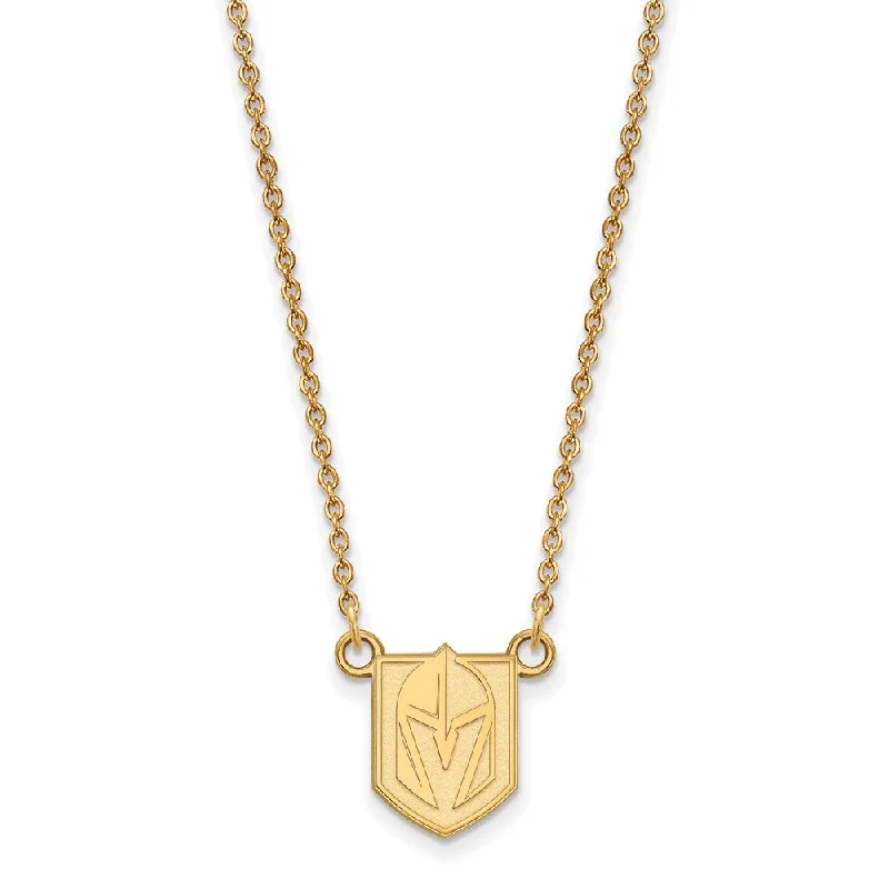 Ladies necklaces sleek elegance -SS 14k Yellow Gold Plated NHL Vegas Golden Knights SM Necklace, 18 In