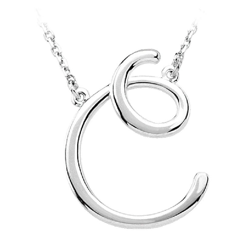 Ladies necklaces soft charm -Sterling Silver, Olivia Collection, Medium Script Initial C Necklace