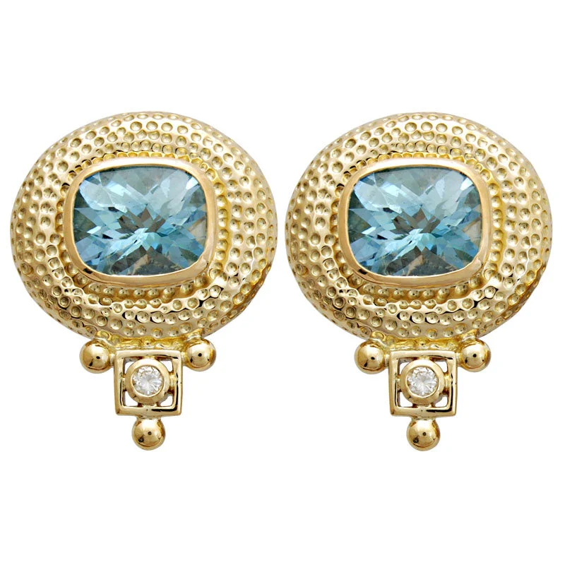 ladies-beaded-drop-diamond-earrings-Earrings- Blue Topaz And Diamond (1704A)