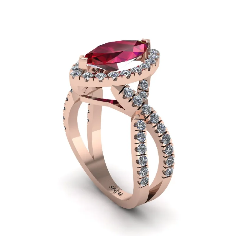 engagement-vintage-diamond-rings-Ruby Marquise Split Shank Engagement Ring - Carly No. 11