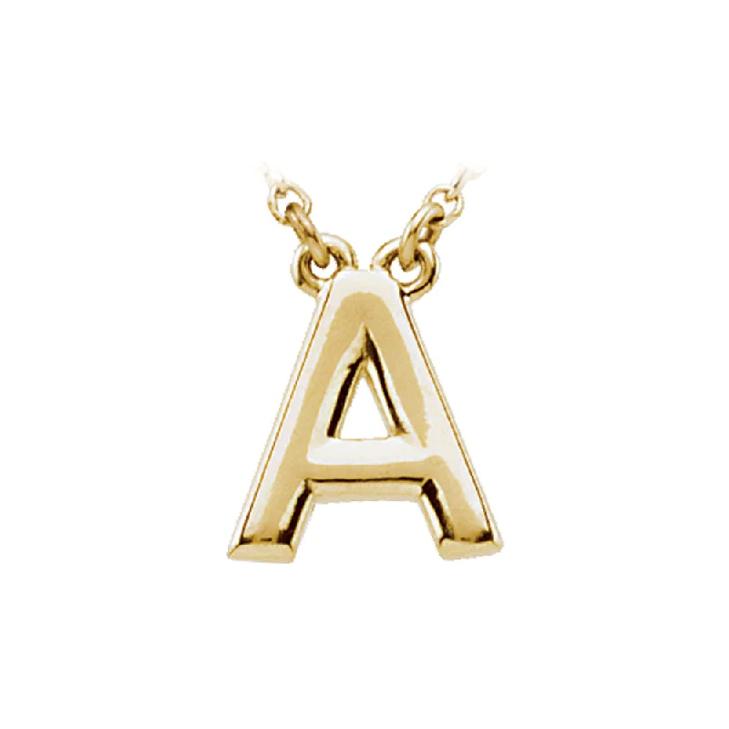 Ladies necklaces twisted flair -14K Yellow Gold, Kendall Collection, Block Initial A Necklace, 16 Inch