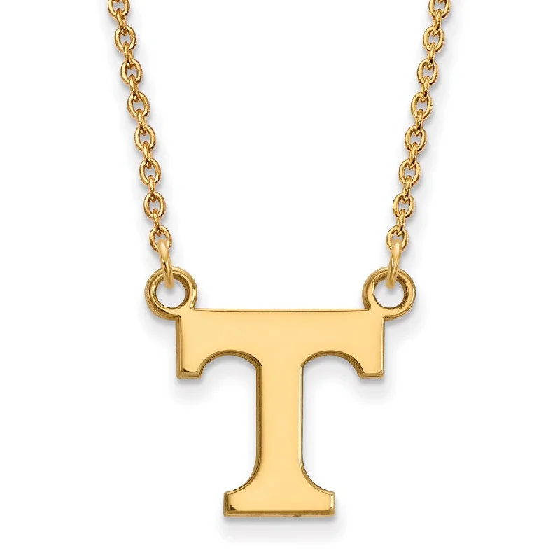 Ladies necklaces for fearless charm -14k Gold Plated Silver U of Tennessee Small Initial T Pendant Necklace