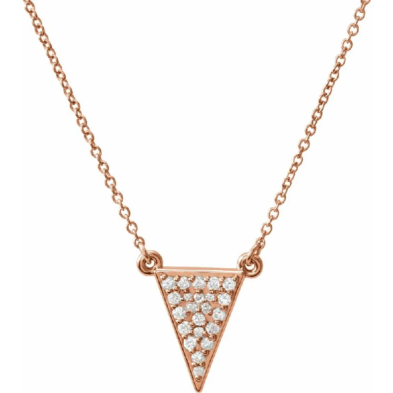 Ladies necklaces with peach calcite -14k White, Yellow or Rose Gold Diamond Triangle Necklace, 16.5 Inch