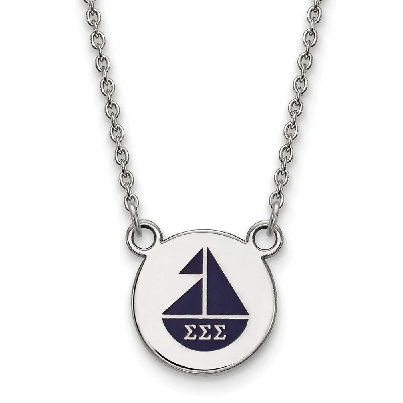 Ladies necklaces for starry charm -Sterling Silver Sigma Sigma Sigma Small Enamel Necklace