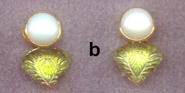 ladies-birthstone-stud-earrings-Repair - Earrings - Pearl and Peridot in 18k gold (377B)