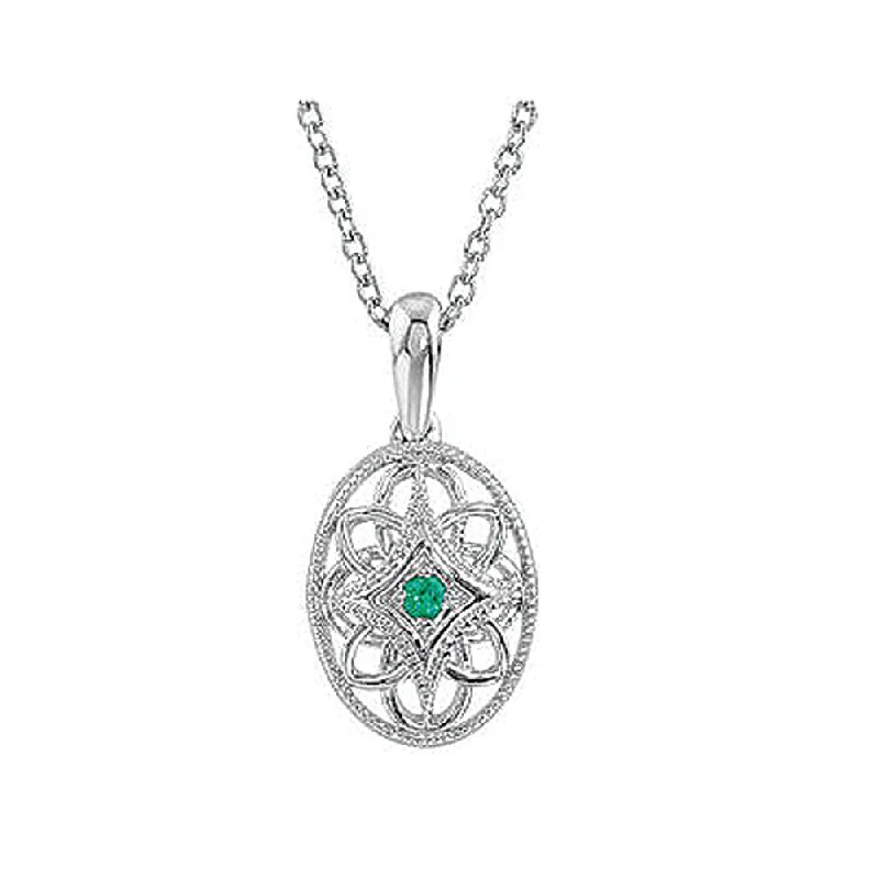 Ladies necklaces thick elegance -Vintage Style Emerald Oval Necklace in Sterling Silver