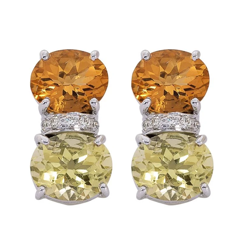 ladies-flower-chain-link-earrings-Earrings- Citrine, Lemon Quartz and Diamond  (271GS)