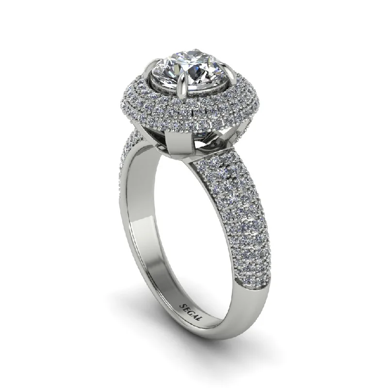 engagement-pear-cut-white-gold-rings-Diamond Golden Majesty Pave Halo Engagement Ring - Myra No. 3