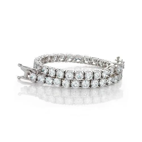 Ladies bracelets for fair charm -Round Brilliant tennis bracelet with 12 carats* of diamond simulants in 10 carat white gold