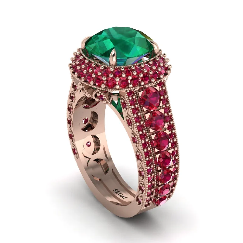 engagement-marquise-cut-gold-rings-Emerald Radiant Majesty Pave Engagement Ring - Cataleya No. 50