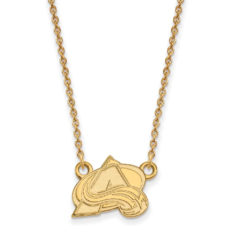 Ladies necklaces for beach days -10k Yellow Gold NHL Colorado Avalanche Small Necklace, 18 Inch