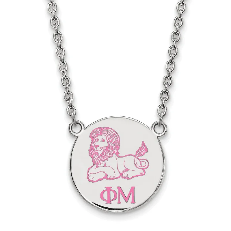 Ladies necklaces for calm charm -Sterling Silver Phi Mu Small Enamel Necklace