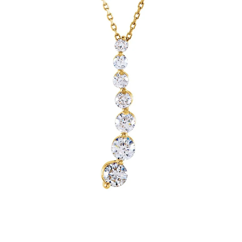 Ladies necklaces unique elegance -14k Yellow Gold & Diamond 7-Stone Journey Necklace, 18 Inch