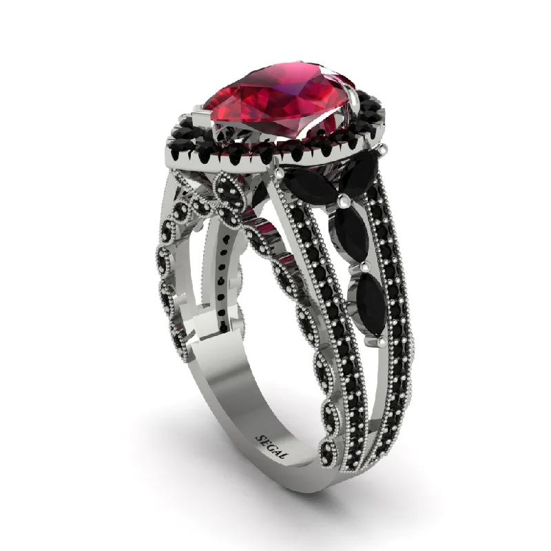 engagement-unique-silver-rings-Ruby Imperial Blossom Engagement Ring - April No. 42