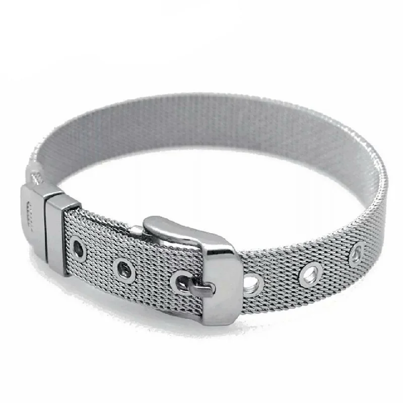 Ladies bracelets with trunk charm -Stainless Steel 9mm Mesh Bracelet