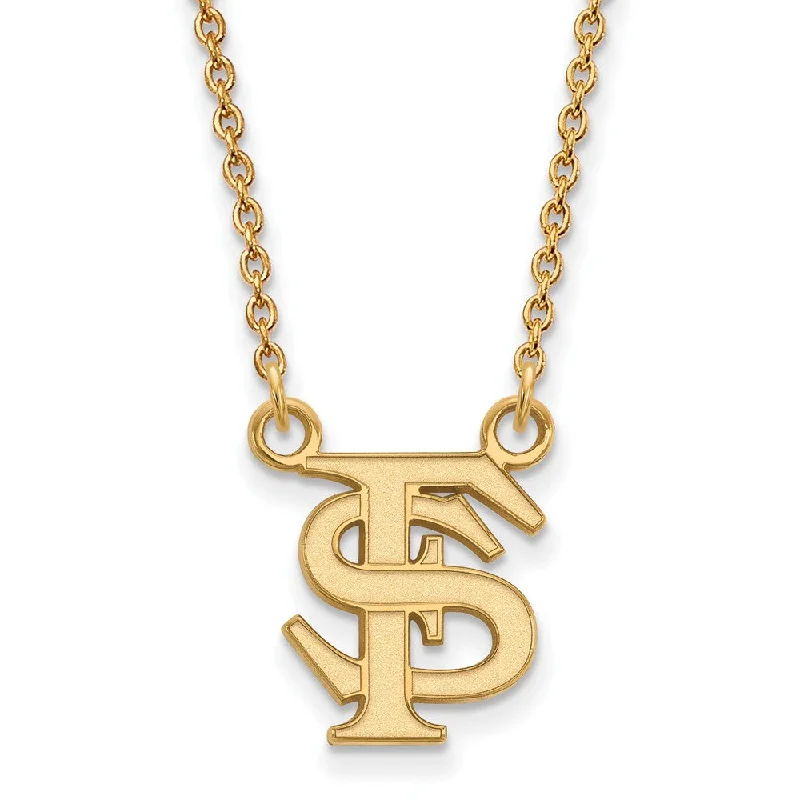 Ladies necklaces with sail pendants -10k Yellow Gold Florida State Small 'FS' Pendant Necklace