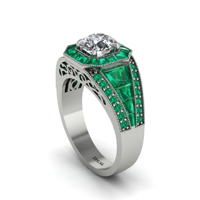 engagement-luxury-emerald-rings-Diamond Royal Radiance Halo Engagement Ring - Liana No. 18