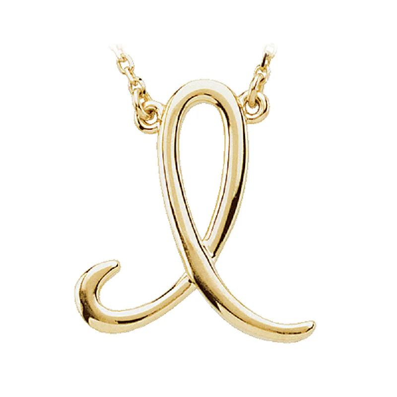 Ladies necklaces for epic nights -14k Yellow Gold, Olivia Collection, Medium Script Initial I Necklace