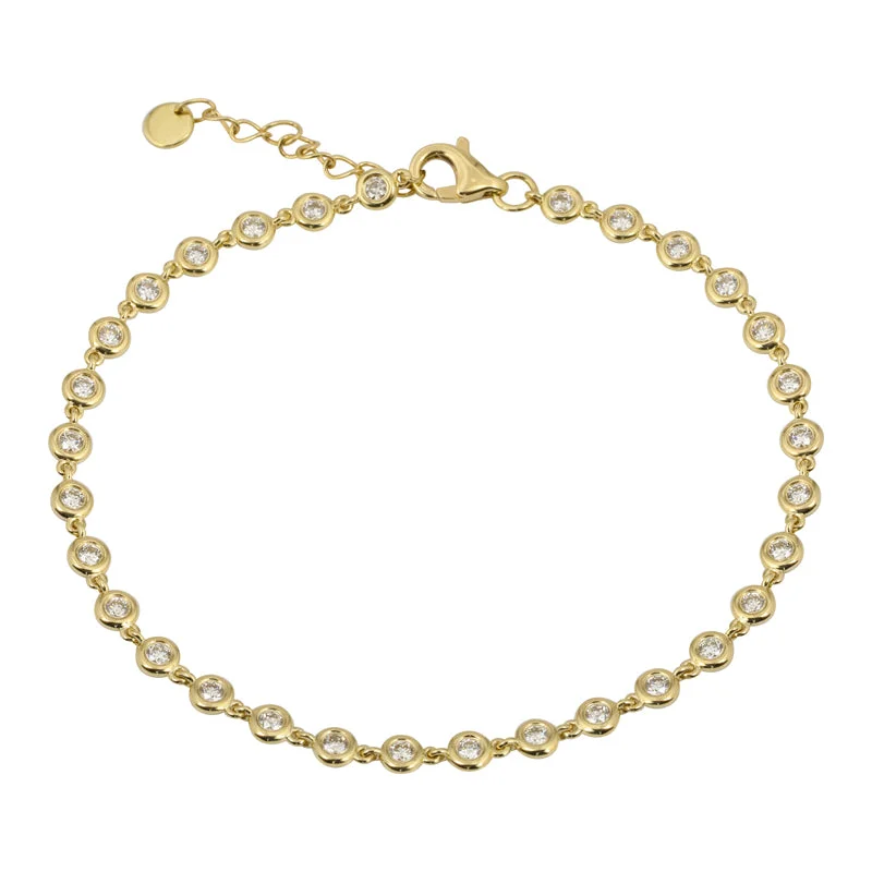 Ladies bracelets cool charm -14k Yellow Gold Bezel Set Diamond Bracelet