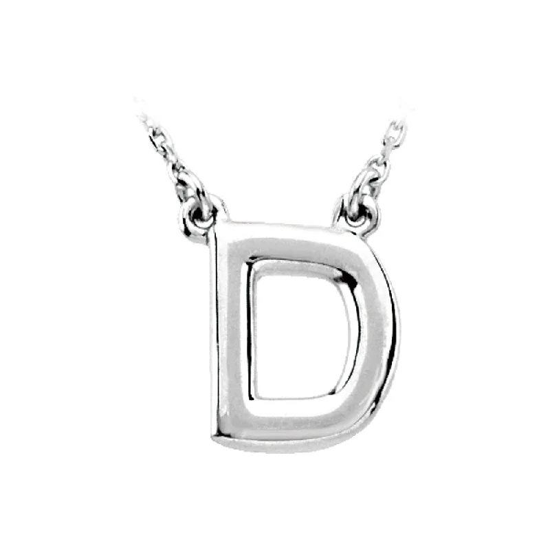 Ladies necklaces with cubic zirconia -Sterling Silver, Kendall Collection, Block Initial D Necklace, 16 Inch