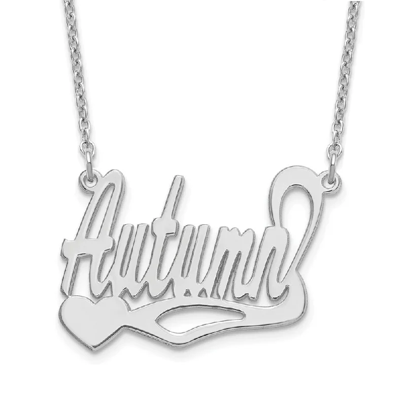 Ladies necklaces sleek charm -Personalized Polished Large Heart Name Necklace