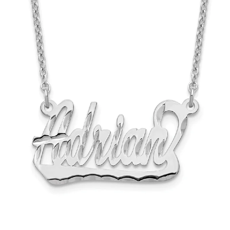 Ladies necklaces for retreat vibes -Personalized Polished, Diamond-Cut Small Underlined Name Necklace