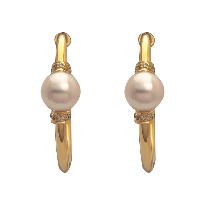 ladies-bohemian-bar-drop-earrings-Earrings - South Sea Pearl and Diamond