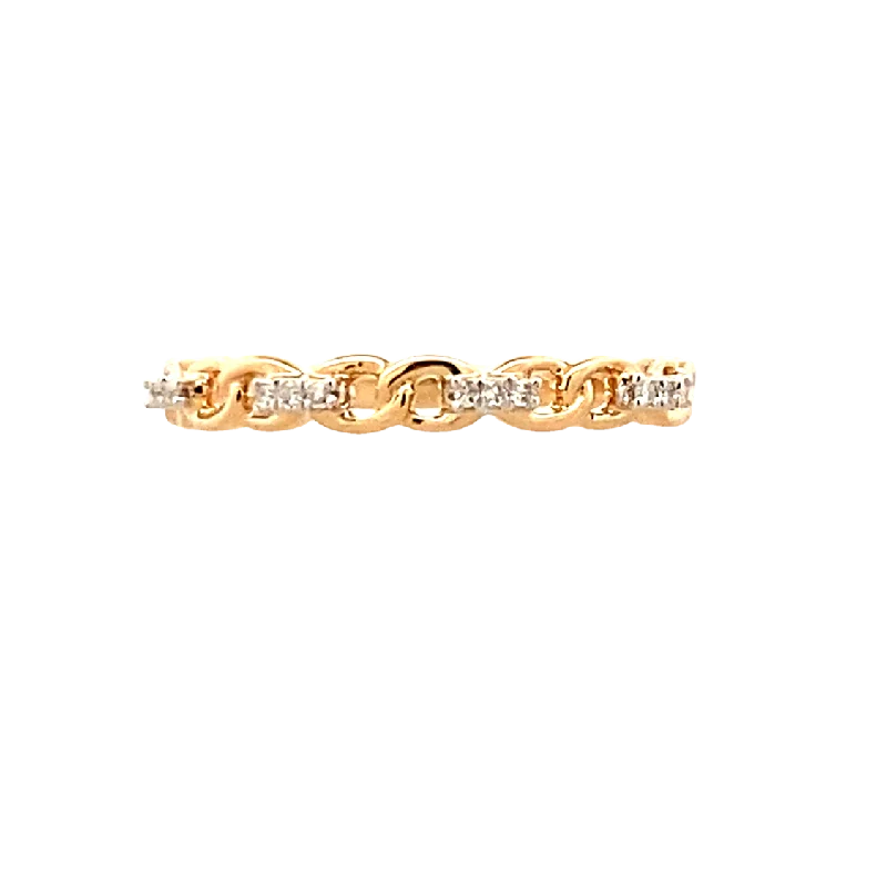 ladies-rose-gold-channel-set-rings-Diamond Link Stackable Ring in Yellow Gold