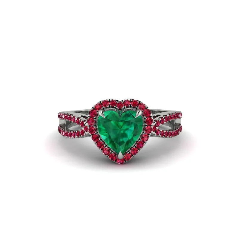 engagement-princess-cut-rose-gold-rings-Heart's Emerald Embrace Engagement Ring - Alison No. 51