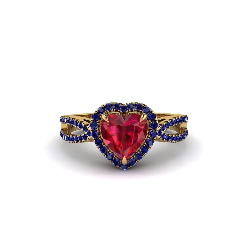 engagement-diamond-flush-set-rings-Heart's Ruby Embrace Engagement Ring - Alison No. 70