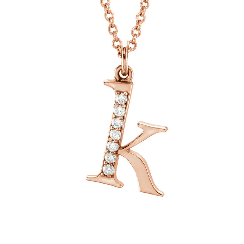 Ladies necklaces with coal jet -The Abbey 14k Rose Gold Diamond Lower Case Initial 'k' Necklace 16 In