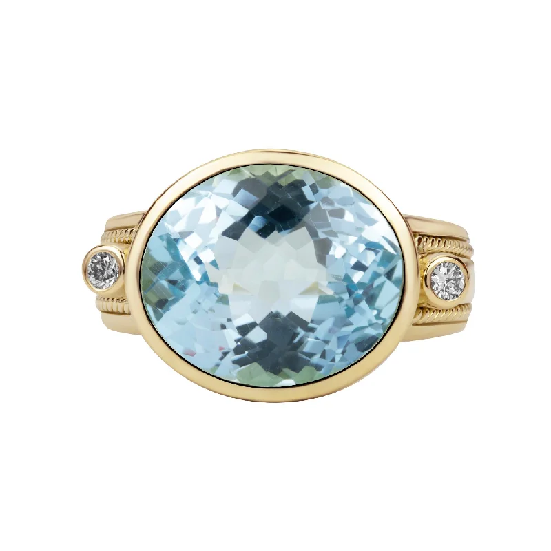 ladies-bridal-channel-set-rings-Ring - Blue Topaz And Diamond