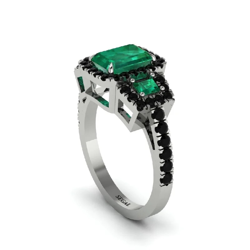 engagement-luxury-emerald-rings-Emerald Three Halo Radiance Engagement Ring - Emely No. 36