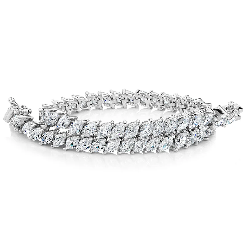 Ladies bracelets for kin charm -Round Brilliant tennis bracelet with 10.60 carats* of diamond simulants in sterling silver