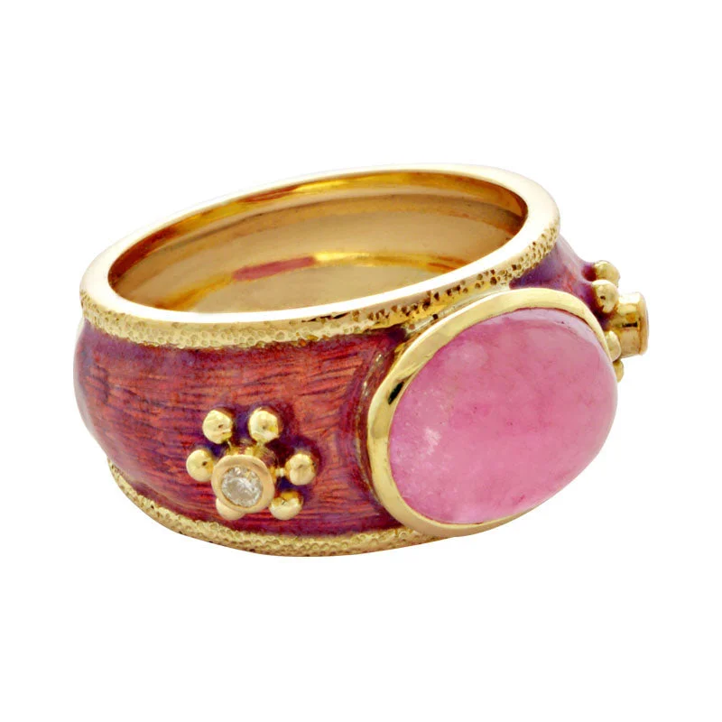 ladies-marquise-cut-gold-rings-Ring-Rubellite and Diamond (Enamel)