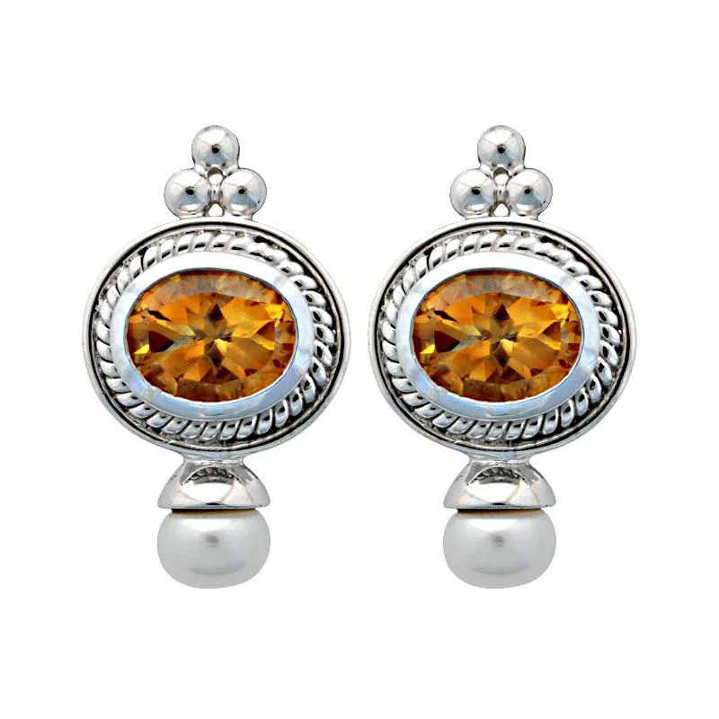 ladies-bohemian-tassel-earrings-Earrings-Citrine and Pearl  (40HS)