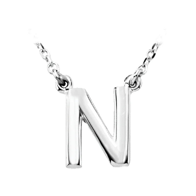 Ladies necklaces multi-tier elegance -Sterling Silver, Kendall Collection, Block Initial N Necklace, 16 Inch