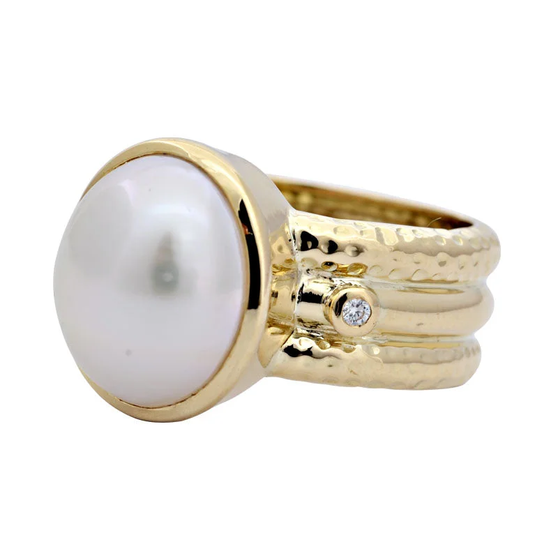 ladies-gold-bypass-rings-Ring-South Sea Pearl and Diamond