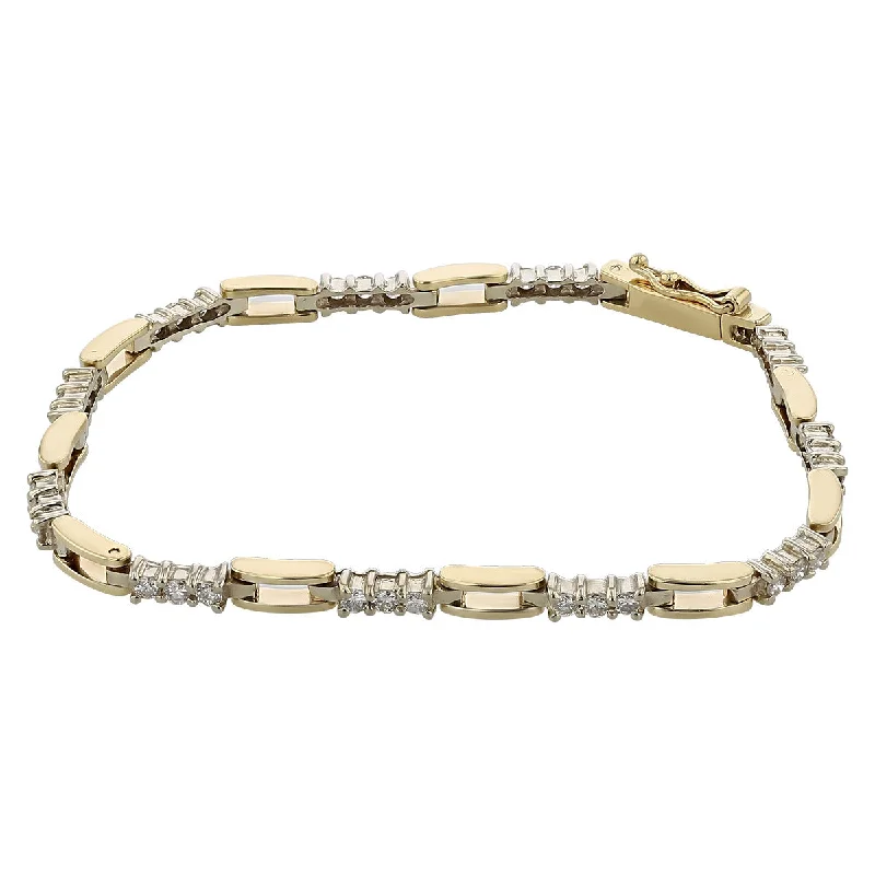 Ladies bracelets unique charm -14K Yellow Gold Diamond 7-Inch Link Bracelet