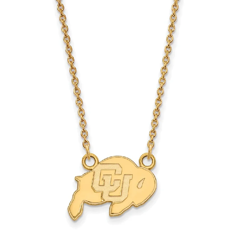 Ladies necklaces for peak days -14k Gold Plated Silver U of Colorado Sm Buffalo Pendant Necklace