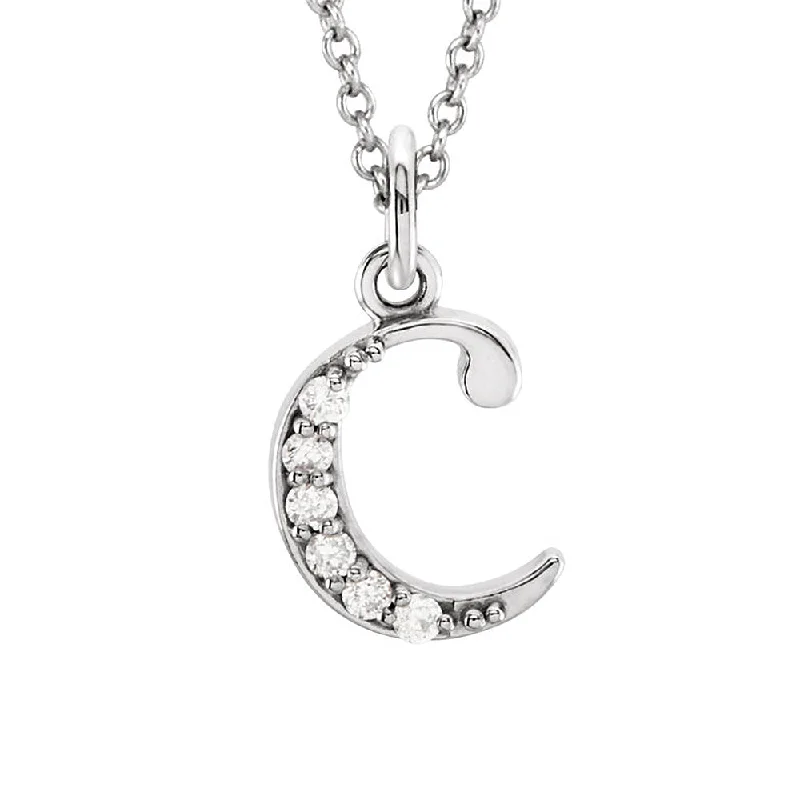 Ladies necklaces spiral elegance -The Abbey 14k White Gold Diamond Lower Case Initial 'c' Necklace 16 In