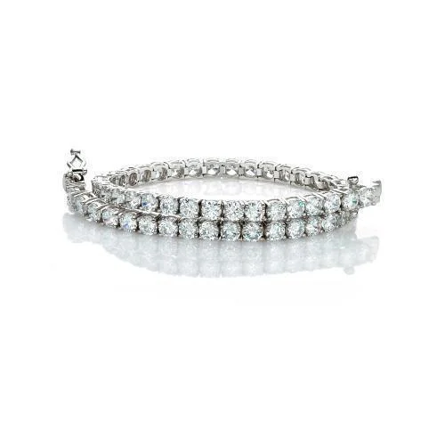 Ladies bracelets for reunion charm -Round Brilliant tennis bracelet with 6.93 carats* of diamond simulants in 10 carat white gold