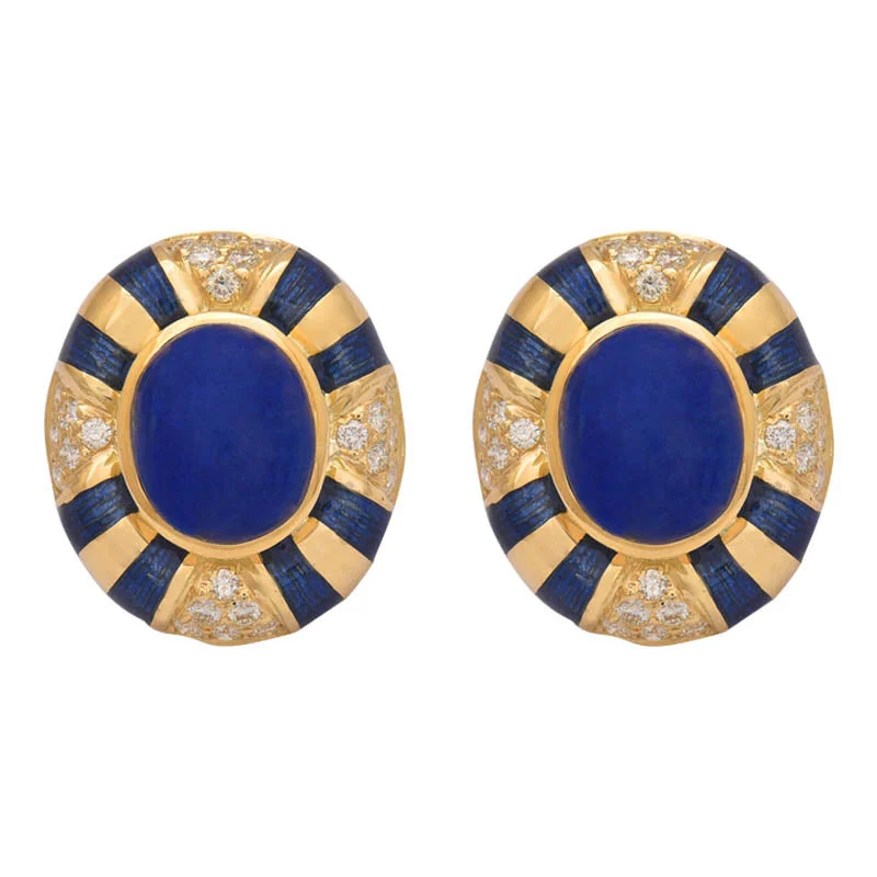 ladies-classic-dangle-earrings-Earrings- Lapis Lazuli And Diamond (Enamel)  (2194A)