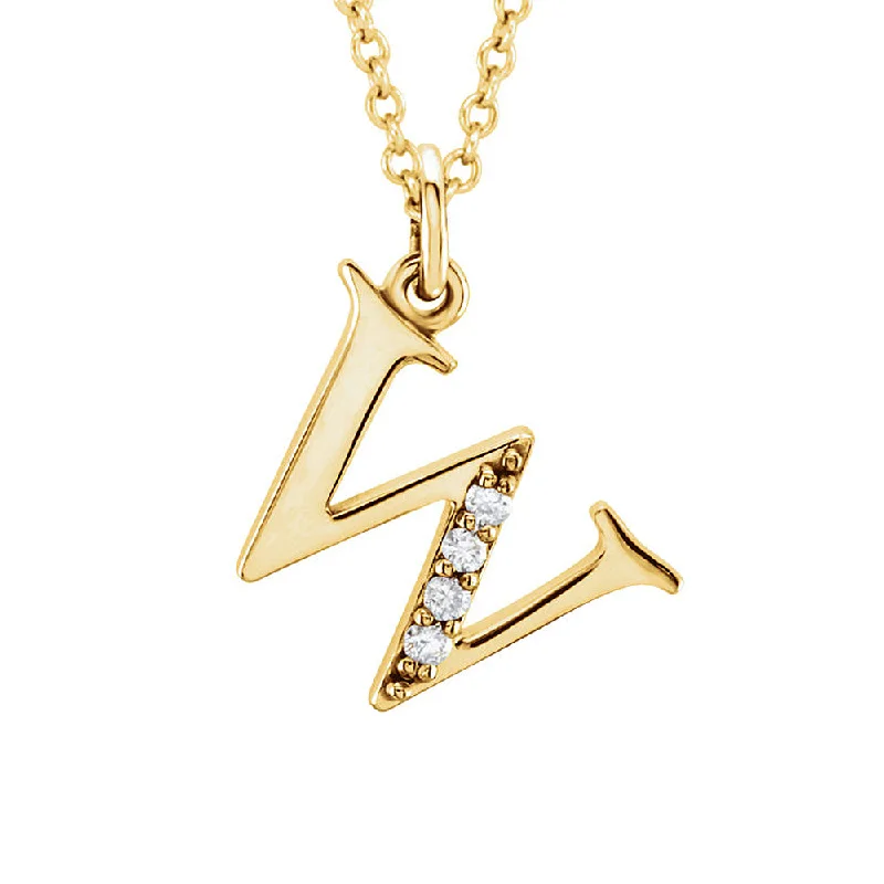 Ladies necklaces for startup vibes -The Abbey 14k Yellow Diamond Lower Case Initial 'w' Necklace 16 Inch