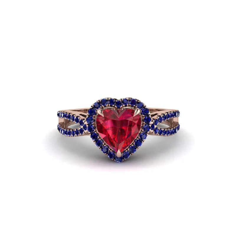 engagement-ruby-flush-set-rings-Heart's Ruby Embrace Engagement Ring - Alison No. 71