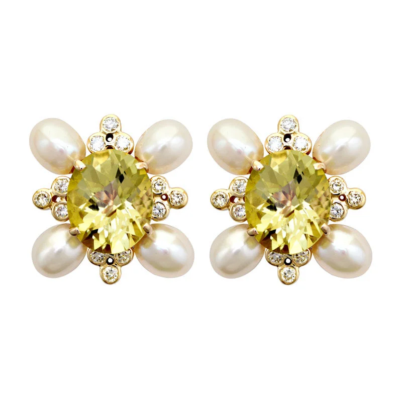 ladies-delicate-diamond-earrings-Earrings-Lemon Quartz, Fresh Water Pearl and Diamond