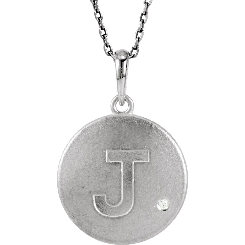 Ladies necklaces for startup vibes -The Emma Sterling Silver Diamond Block Initial J Disc Necklace, 18 In.