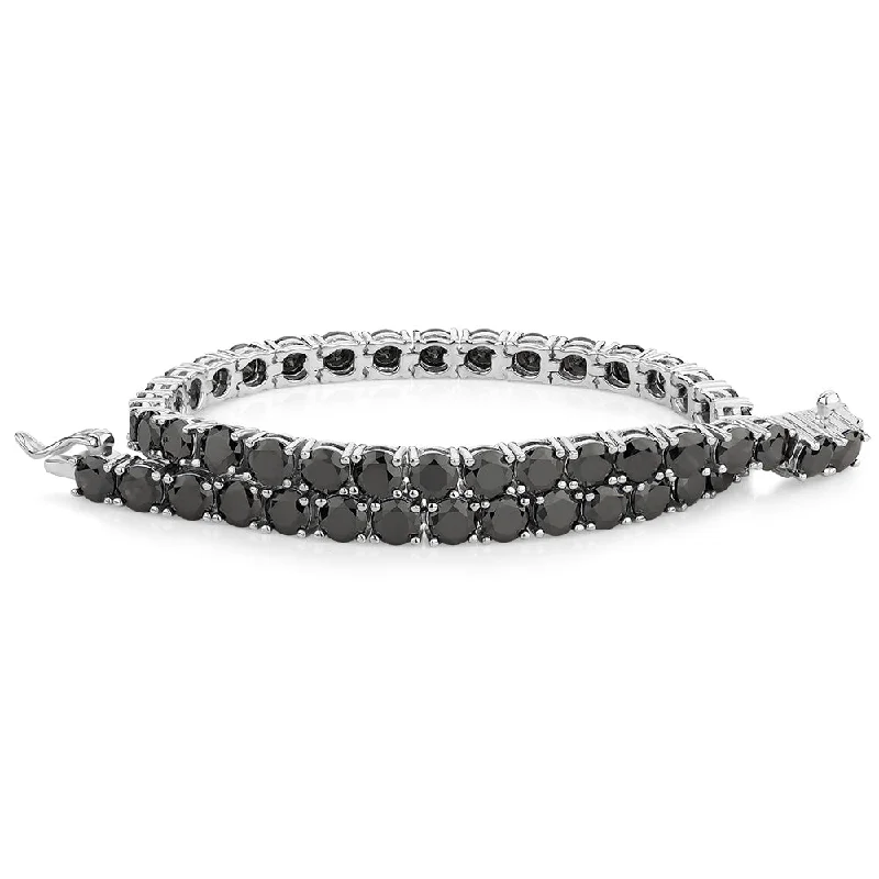 Ladies bracelets for family vibes -Round Brilliant tennis bracelet with 12 carats* of diamond simulants in sterling silver